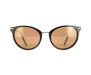 Serengeti Round Womens Shiny Black Mineral Polarized Drivers Gold Elyna - One Size