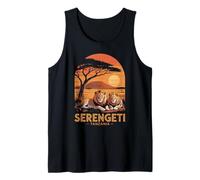 Serengeti Tanzania African Safari Sunset and Lions Tank Top
