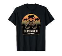 Serengeti Tanzania Safari Binoculars Lion and Elephants T-Shirt