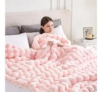 Serenhom 50x60 Inches Ultra-Soft Fuzzy Faux Fur Plush Throw Blanket - Thick, Warm Sherpa for Couch, Sofa, Bedroom, Camping - Decorative Blanket for Cozy Warmth, Bubble Pink