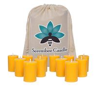 Serenibee Candle 100% Pure Beeswax Votive Candles - Set of 12 Hand-Poured Eco Friendly Gift Set - Long Burning