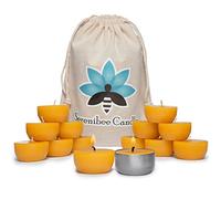Serenibee Tea Light Candles - 100% Pure Beeswax Candles with one Custom Reusable Sturdy Steel Candle Holder and Reusable Cotton Bag Eco Friendly Gift Set(12 & 24)