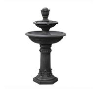 Serenity Two Tier Cascading Water Fountain Water Feature Traditional Pedestal Classic Design Self-Contained Polyresin Construction 96cm Height, 10kg Weight, 450L/h Flow Rate