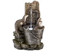 Serenity Animal Water Feature, Light Up LED, Self Contained for Garden, Decking & Patio, Outdoor, Weatherproof, Height 55cm (Playing Otters)