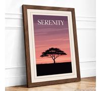 Serenity at Dusk Minimalist Framed Wall Art Print A1 (84.1×59.4cm) Walnut, Wall Decor for Living Room, Bedroom, Office & Home, Ready to Hang, Art Gift