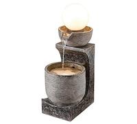 Serenity Bowl Cascading Water Feature with Globe Light, Outdoors, Self-Contained for Garden, Courtyard or Decking, Weatherproof, (Height- 77.5cm)