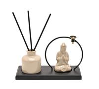 Serenity Buddha Incense & Diffuser Holder Gift Set - Cream with Black Base Serenity Cream