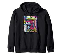 Serenity Calmness Peace Joy Blessed Bliss Healing Kindness Zip Hoodie