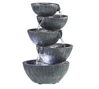 Serenity Cascading Five Bowl Water Feature, Outdoor Self Contained Freestanding Bowl Statue with LED Lights, 35cm
