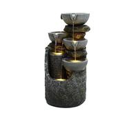 Serenity Cascading Slate Water Feature Indoor Outdoor Fountain LED Lights Polyresin Self-Contained Relaxing Decor 63cm