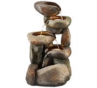 Serenity Cascading Tumbling Rocks Water Feature with LED Lights, Outside Ornament for Garden, Patios & Decking (Height 61cm)