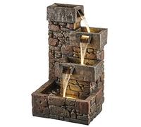 Serenity Cubic Cascading Pebble Wall Water Feature with LED lights, Self-Contained, Weatherproof Ornament for Garden, Patio & Decking (Height 79cm)