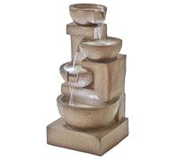 Serenity Durable Stone Effect Tiered 4 Tier Cascade Laguna Water Feature with LED Lights for Indoor & Outdoor Use Measures L37.5 x W40 x H85.5cm