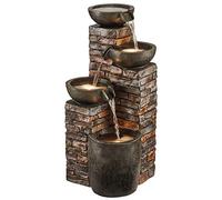 Serenity Durable Stone Effect Tiered Cascade Laguna Water Feature with LED Lights for Indoor & Outdoor Use (4 Tier Brick)
