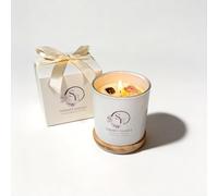 SERENITY ESSENCE Luxury Aromatherapy Scented Vanilla Candle 450g Soy Wax Crystal Candle with Smoky Quartz and Wooden lid. Gift Box with Ribbon (80 hrs)