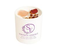 SERENITY ESSENCE Luxury Soy Candle Lavender & Vanilla Scent with Rose Quartz Crystal. Paraffin Free & Eco Friendly Gift for Relaxation or Meditation