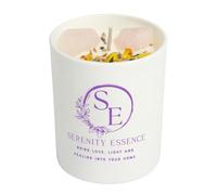 Serenity Essence Luxury Vanilla Candle with Rose Quartz Crystal Candle - Vegan Soy Wax Aromatherapy Candle. Meditation & Relaxation Self-Care Gift. Pet & Child Safe (60 hrs)