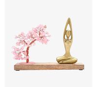 Serenity Gemstone Rose Quartz Crystal Tree Yoga Ornament SP3471