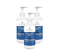 Serenity Gentle Hydrating Cleansing Milk 500ml - Enriched with Shea Butter, Glycerin & Vitamin E - Soothing Facial Cleanser & Makeup Remover - Made in UK - Pack of 3