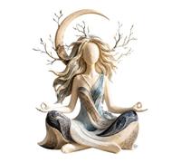 Serenity Growth Inner Harmony Sculptural Figurine (Style C) | Crescent Moon Meditation Statue with Nature Branch Details, Handmade Resin Goddess Decor for Zen Yoga Room, Gift for Women