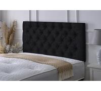 Serenity Headboards Chesterfield Crushed Velvet Ornamental Crystal Diamond Sturdy Frame Parts Supplied (Super King 6 FEET, Black)