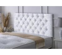 Serenity Headboards Chesterfield Diamante Crushed Velvet Headboard with Sturdy Frame, Velvet, White, King Size 5 Feet, Height 20 Inches