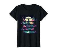 Serenity in Bloom: Japanese Cherry Blossom Grove T-Shirt, Women, Black, Large