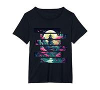 Serenity in Bloom: Japanese Cherry Blossom Grove T-Shirt, Women's Plus, Black, 4X