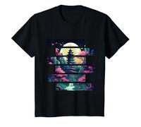Serenity in Bloom: Japanese Cherry Blossom Grove T-Shirt, Youth, Black, X-Small