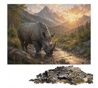 Serenity in The Wild Rhino Wooden Jigsaw for Adults | Puzzle for Adults: screen-free home activity on weekends.