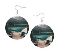 Serenity Lake Camping Leather Round Earrings Color Valentine'S Day Festival Activities Fashion Women'S