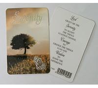 SERENITY Laminated Prayer Card with Silver Stamped Praying hands Motif