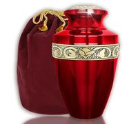 Serenity Large Red Beautiful Adult Cremation Urn for Human Ashes - w Velvet Bag