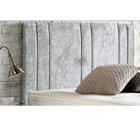 Serenity Luxury Crushed Divan Bed Headboard | Velvet Fabric Headboards for 4ft6 Double Size Bed | Elegant design with wooden material headboards for beds (Silver, 4ft6 Double Height-20inch)