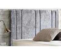 Serenity Luxury Crushed Divan Bed Headboard | Velvet Fabric Headboards for 5ft King Size Bed Frame | Elegant design with wooden material headboards for beds (Grey, 5ft King Height-20inch)