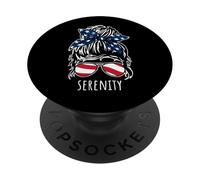Serenity Messy Hair Bun with USA Ribbon Sunglasses Designs PopSockets Adhesive PopGrip