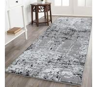 Serdim Rugs Serenity Metallic Two-Tone Indoor Area Rug - Contemporary Abstract Design - Brushed Black- 60x220 cm