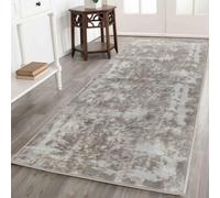 Serenity Metallic Marble Abstract Hallway Runner Rug, Stone, 60x220cm