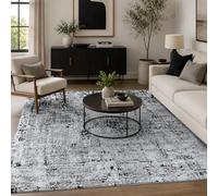Serenity Metallic Marble Abstract Living Room Area Rug, Black, 120x170cm