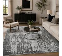 Serenity Metallic Marble Abstract Living Room Area Rug, Grey, 80x150cm