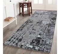 Serenity Modern Abstract Abrasion Contemporary Area Rugs Black 60X220 Cm