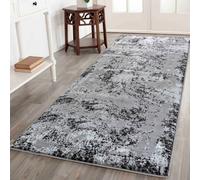Serenity Modern Abstract Acrylic Contemporary Area Rugs Black 60X220 Cm