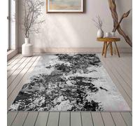 Serdim Rugs Serenity Modern Abstract Sprayed Grunge Textured Contemporary Area Rugs, Black, Rectangle 200 x 290cm