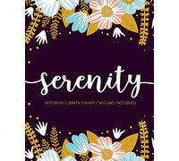 Serenity: Notebook | Libreta | Cahier | Taccuino | Notizbuch: 110 pages paginas seiten pagine: Modern Florals First Name Notebook in Light Pink, Baby Blue & Mustard Yellow on Navy ACH534