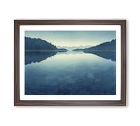 Serenity Of The Lake Framed Print | A4 Walnut Framed Wall Art | Ready to Hang | Modern Landscape Picture | Living Room Bedroom Lounge Office