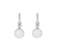 Serenity Pearl Hoop Earrings Silver Latelita White One Size