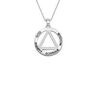 Serenity Prayer AA Recovery Necklace Keychain Serenity Courage Wisdom Sobriety Gift