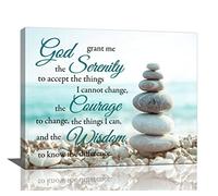 Serenity Prayer Bathroom Wall Art Beach Zen Canvas Prints Scripture Christian Pictures Framed Office Home Decor for Bedroom Dining Living Room 20"x16"
