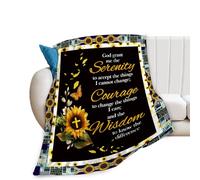 Serenity Prayer Christian Blanket - Religious Gifts for Women Men - Bible Verse Soft Warm Cozy Fleece for Couch Sofa Bed 40"x50"