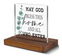 Serenity Prayer Gifts for Women May God Bless This Home and All Who Enter Clear Desk Decorative Sign, Inspirational Table Decor for Front Door Christian Gifts for Family Friends EC116